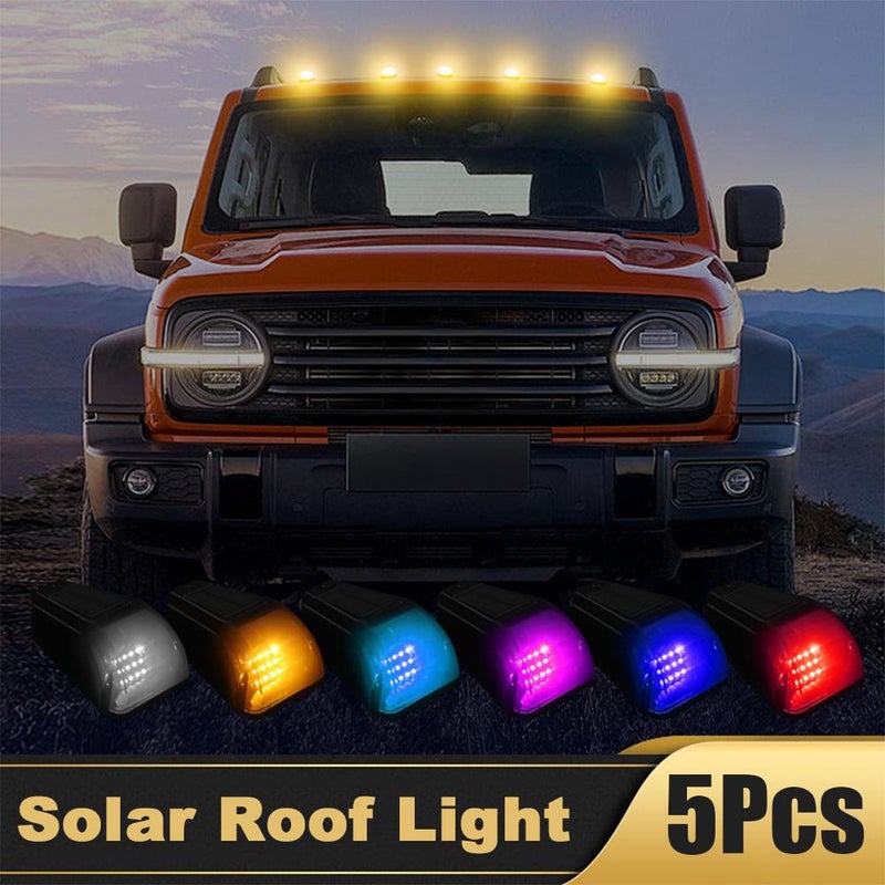 5Pcs Solar Powered Cab Lights for Truck, 2025 New Wireless  Solar roof Cab Lights Solar Powered Truck roof Mouse Light IP67 Waterproof (Black and Red Light) - Image 2
